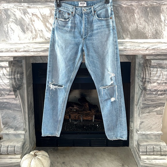 AGOLDE JAIME HIGH RISE CLASSIC JEANS Destroyed 28 - Picture 1 of 11